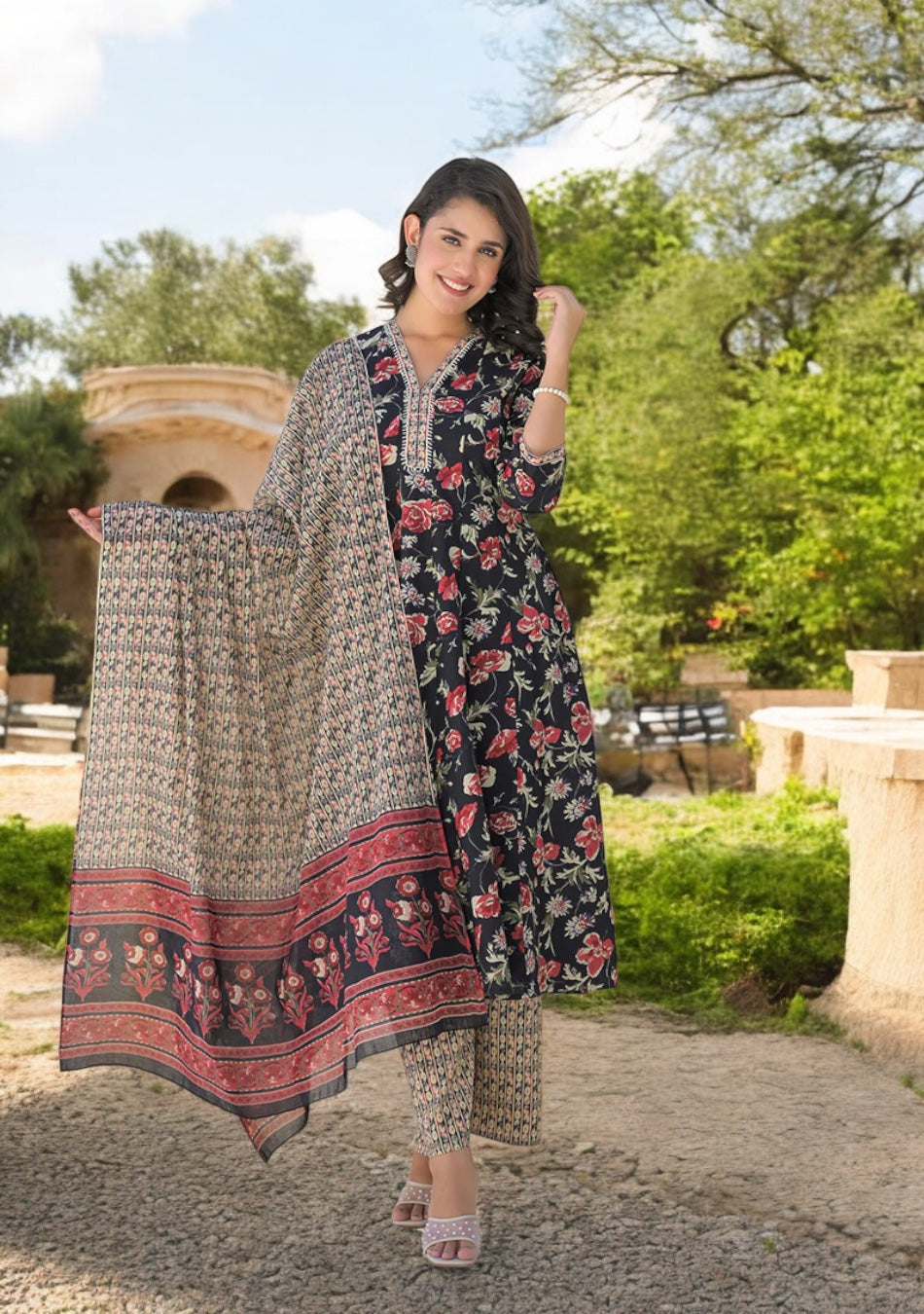 Twilight Rose Anarkali Set