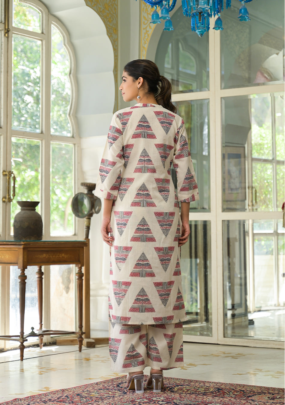 Red Tribal Print Co-ord Set