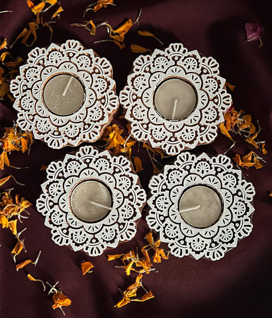 Wooden Devine handcrafted Diya - Set of 4 Diyas