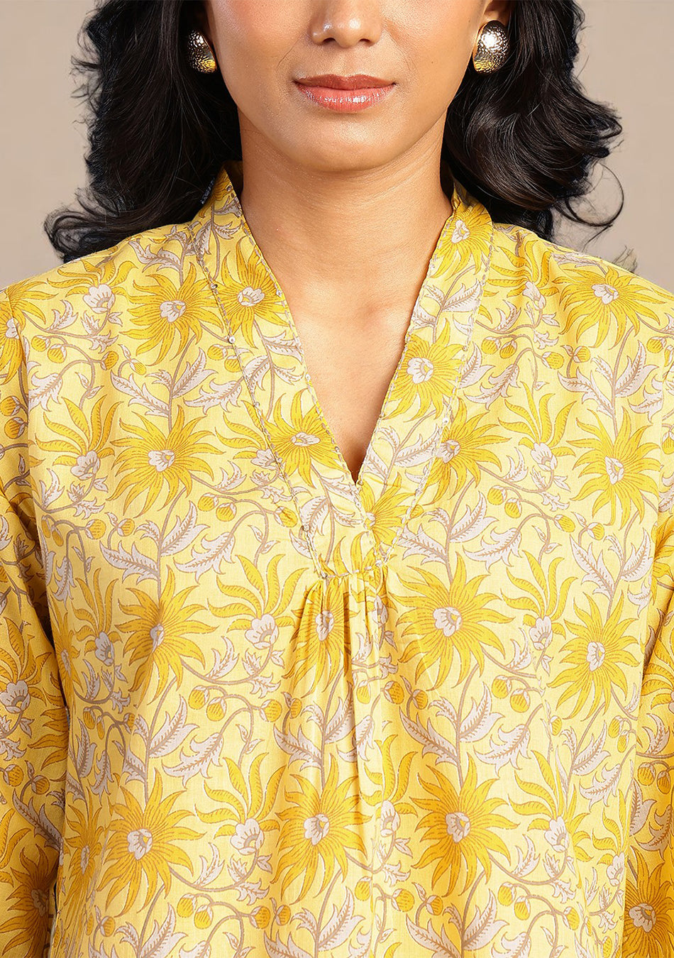 Sunflare Bloom Pleated Top