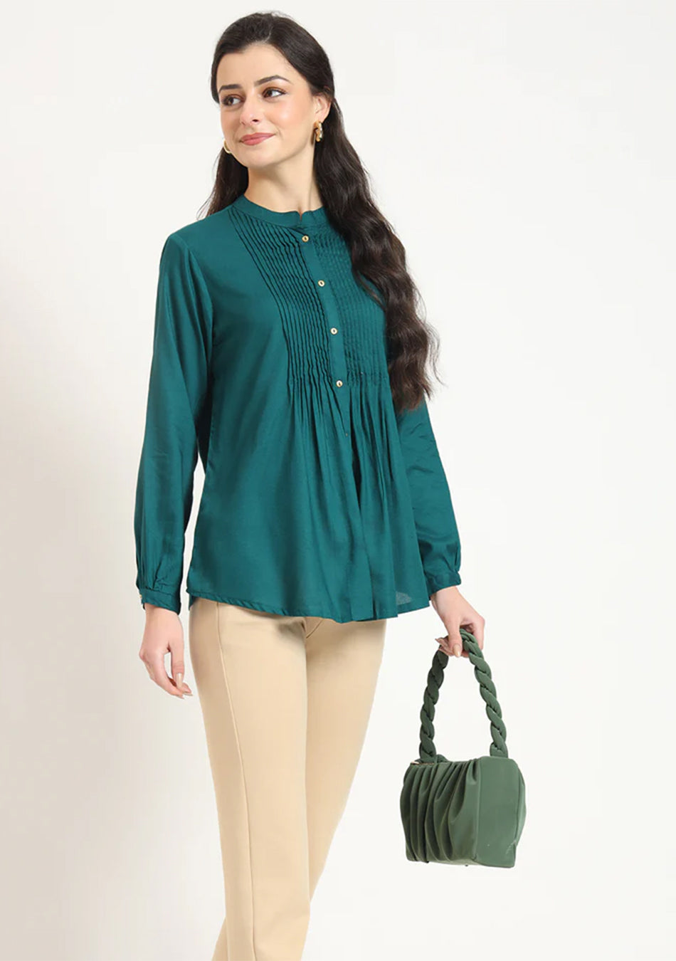 Olive Green Pintex Top