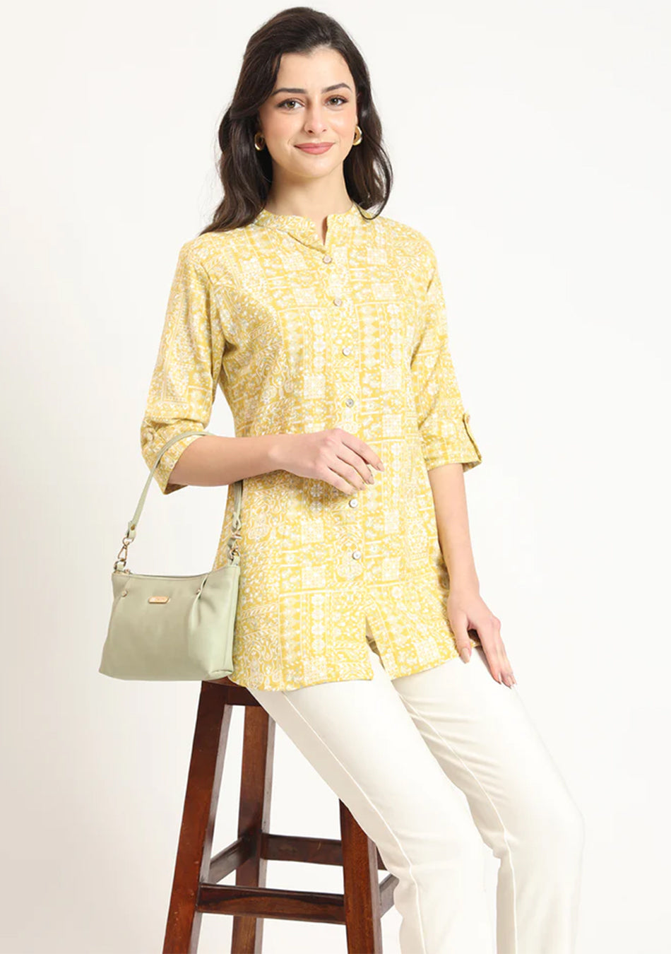 Yellow Cotton Fabric Straight Top