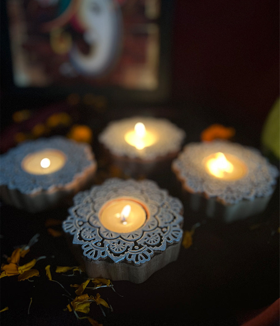 Wooden Devine handcrafted Diya - Set of 4 Diyas