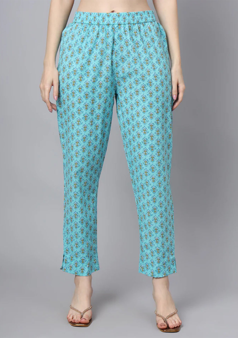 Sky Blue Cotton Printed Sequin Kurta Set