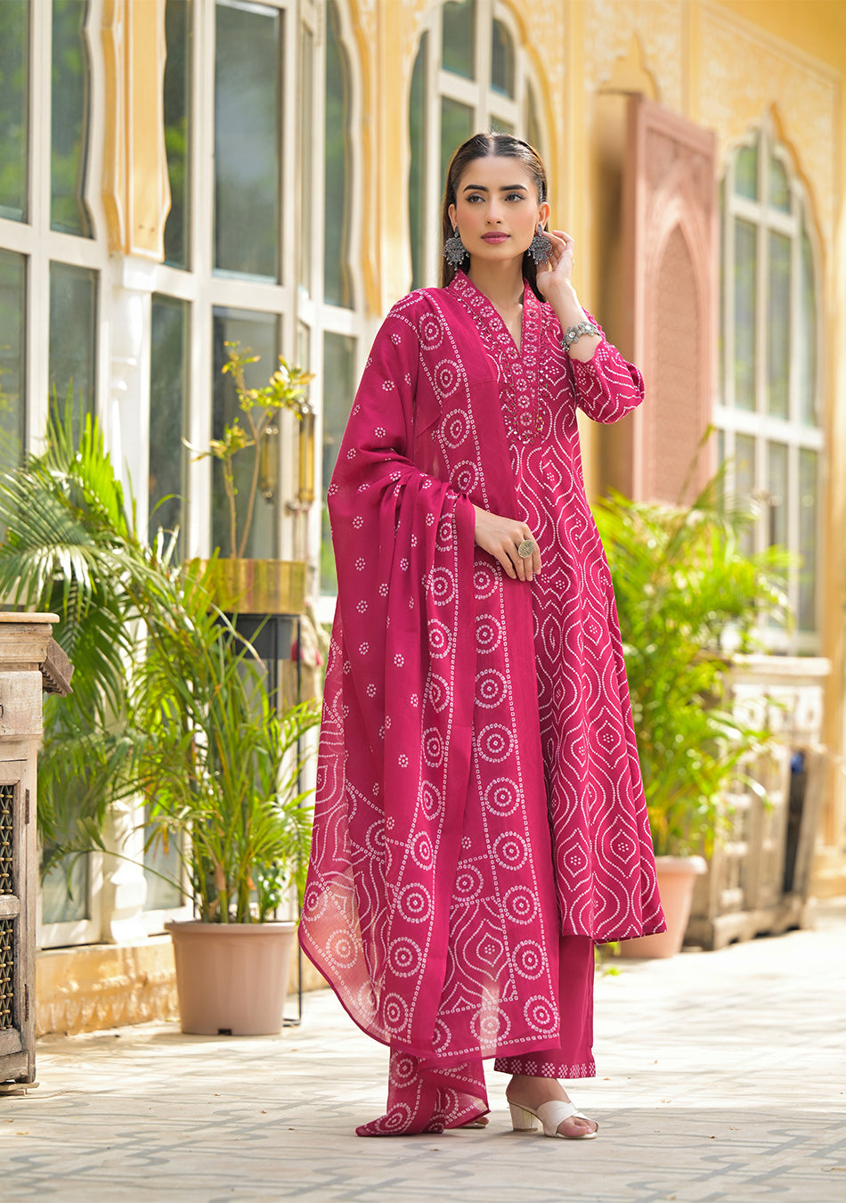 Vibrant Red Anarkali suit set