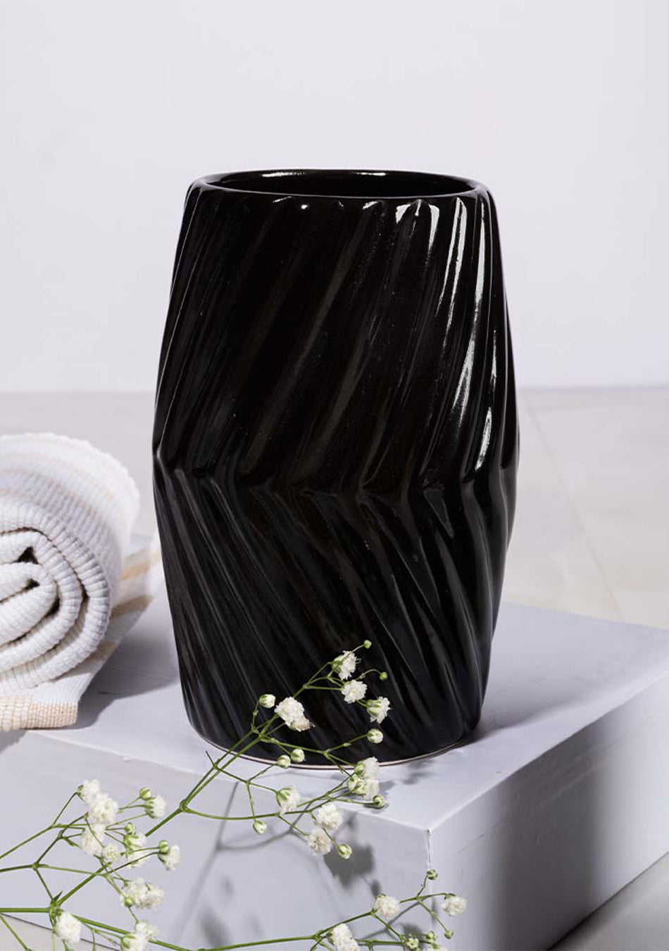 Black Striped Bathroom Set