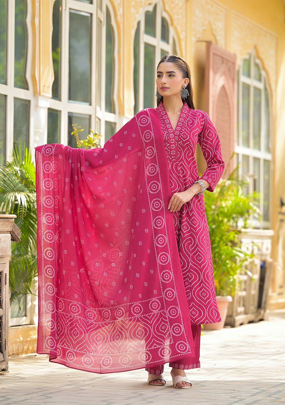 Vibrant Red Anarkali suit set