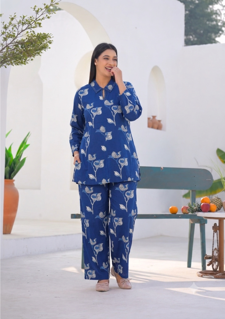 Indigo Peacock Co-ord Set