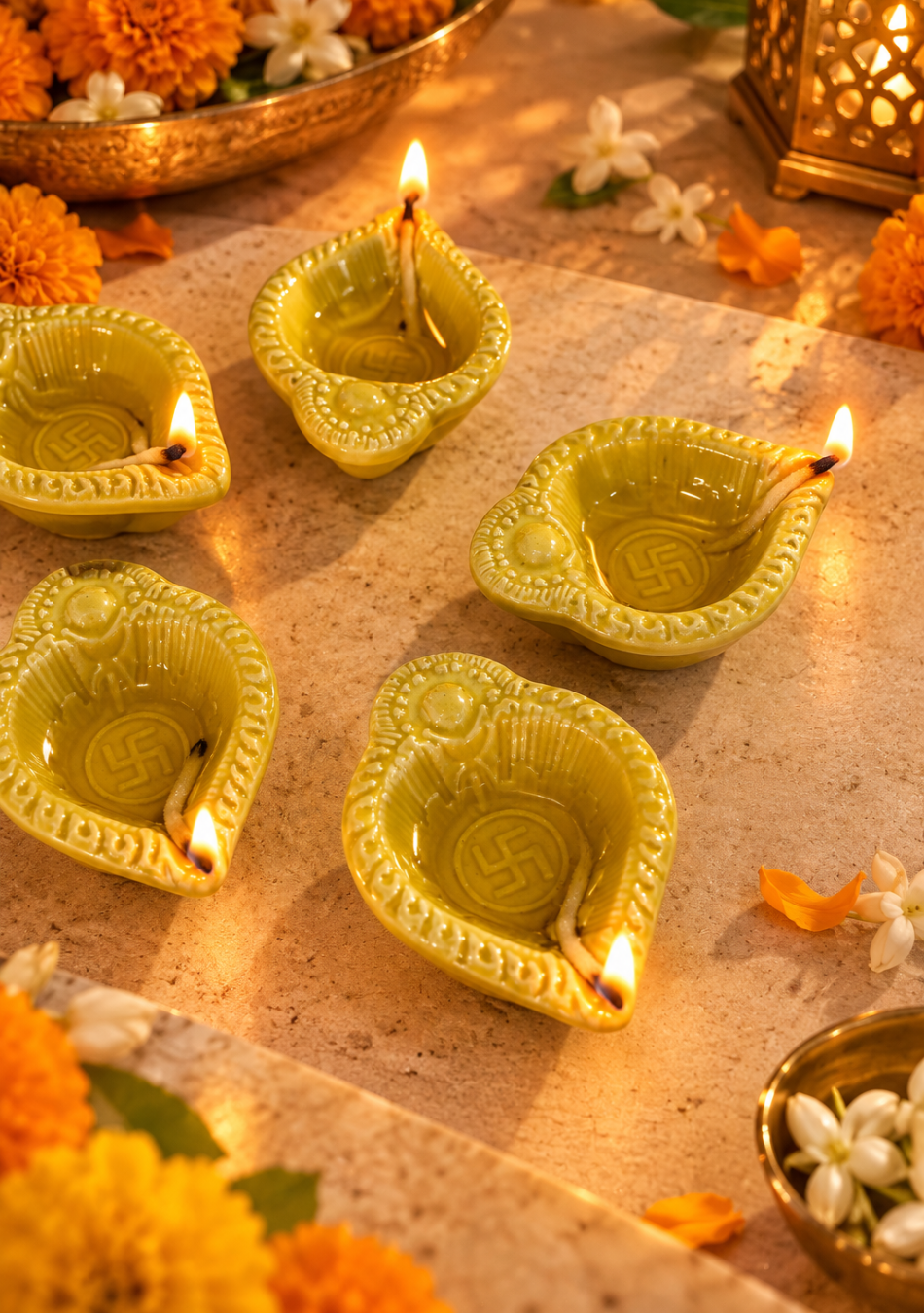 Amber Swastic Diya Set of 6
