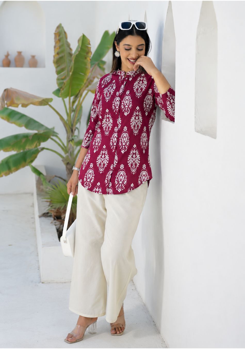 Aravalii Red Heritage Print Top