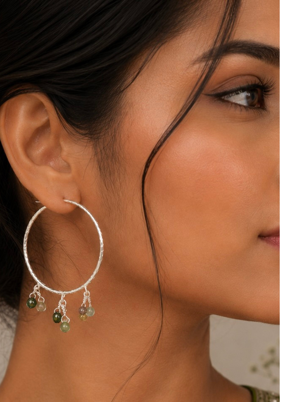 Tourmaline Loop Jhalar Earrings