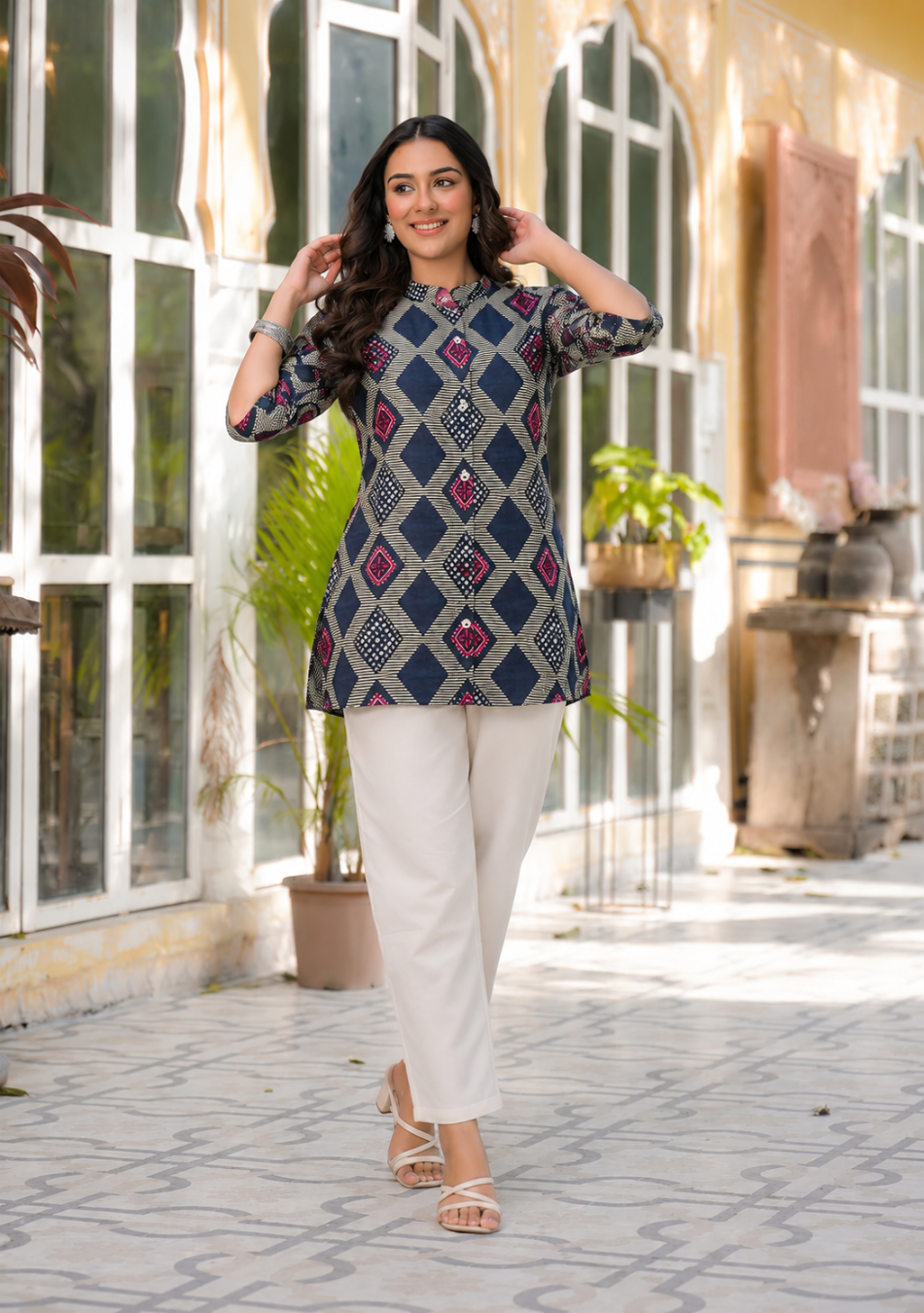Indigo Mosaic Top