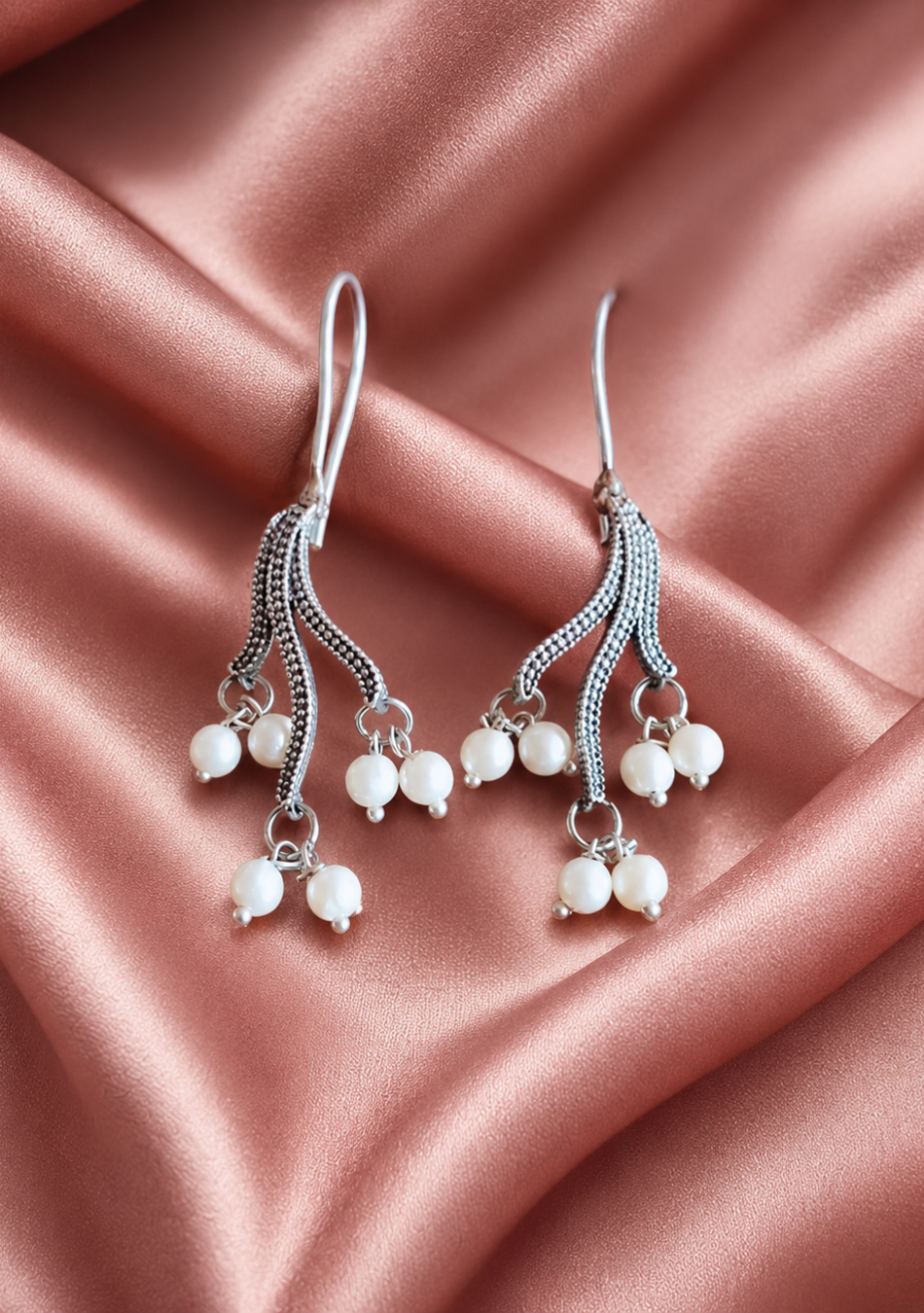 Trinity Pearl Hook Earrings