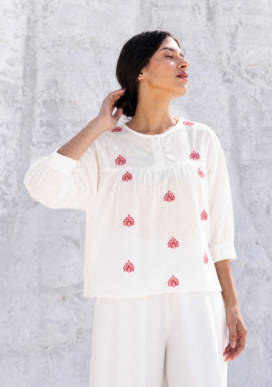 Red Floral Pop Top
