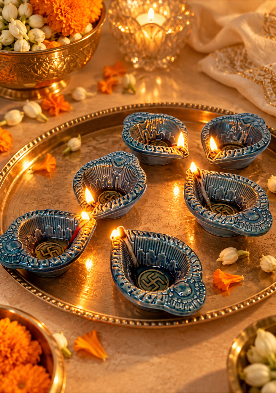Sky Swastic Diya Set of 6