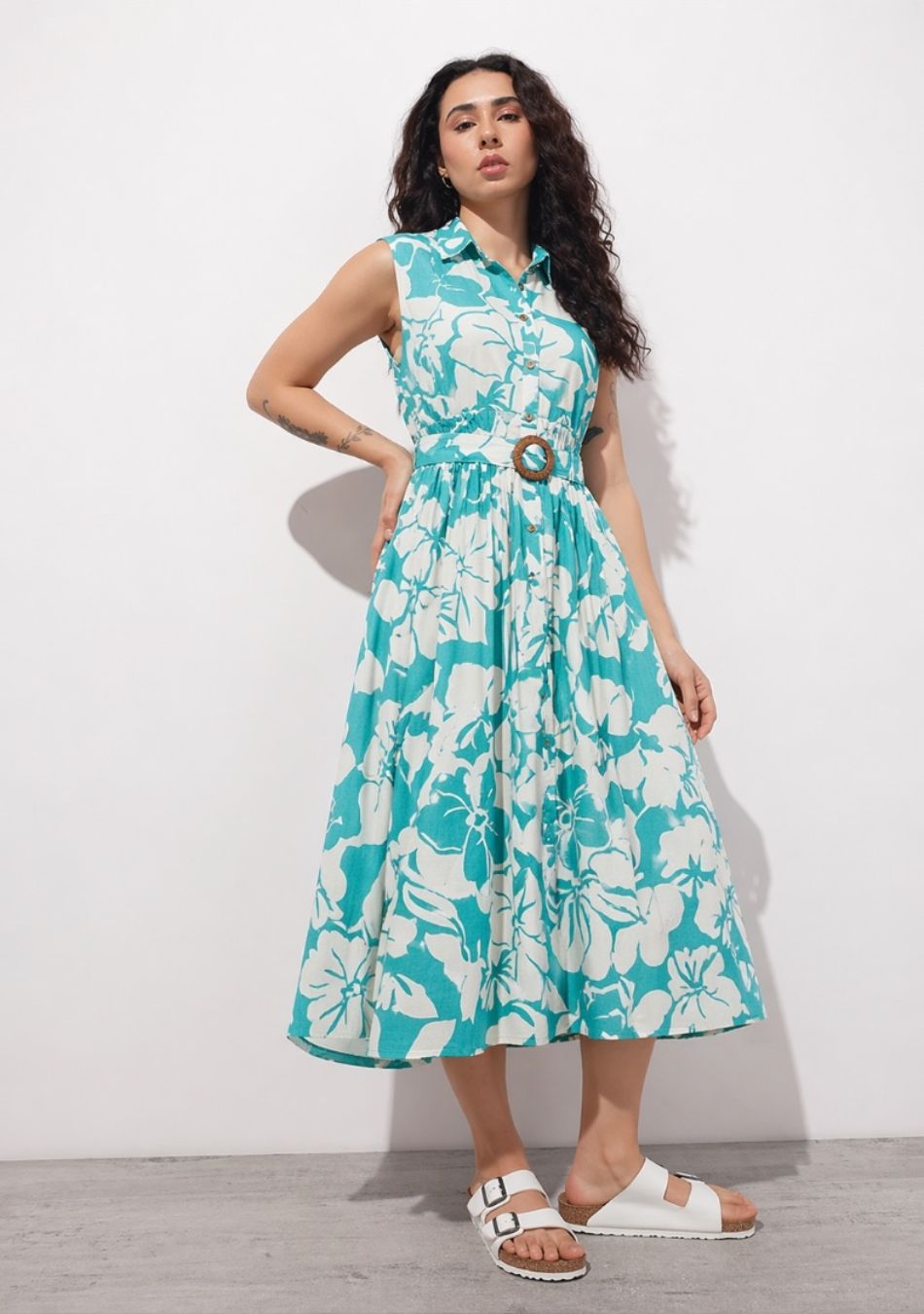 Aravalii Aqua Jardin Midi Dress