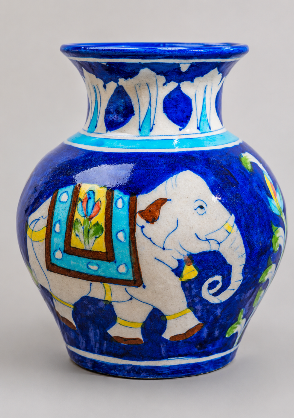 Blue Pottery Elephant Matka Vase