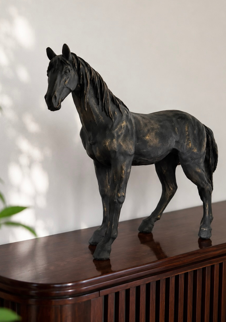 Aravalii Vintage Black Stallion Figurine