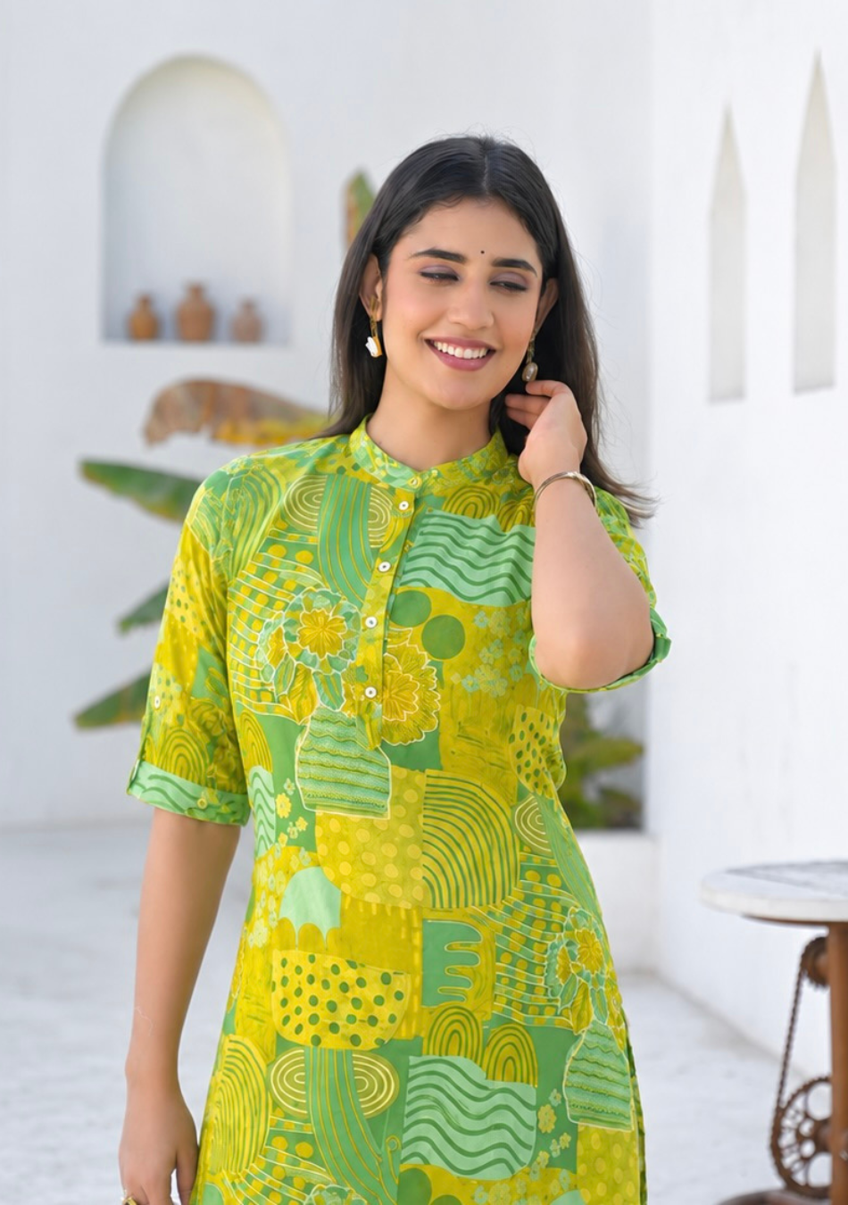 Lime Meadow Printed Kurta