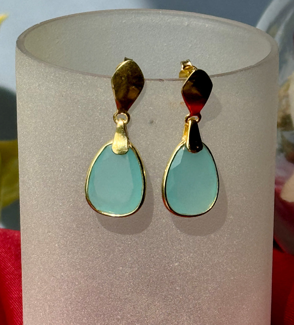 AQUA CHALCEDONY SOLID EARRINGS