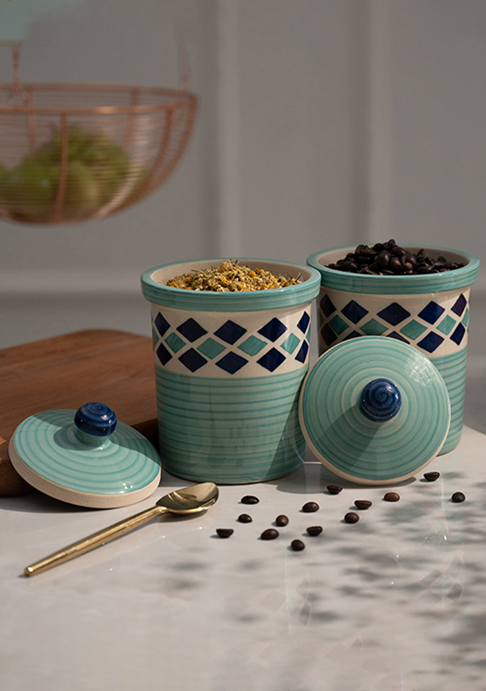 Mint Twins Ceramic Jar Set