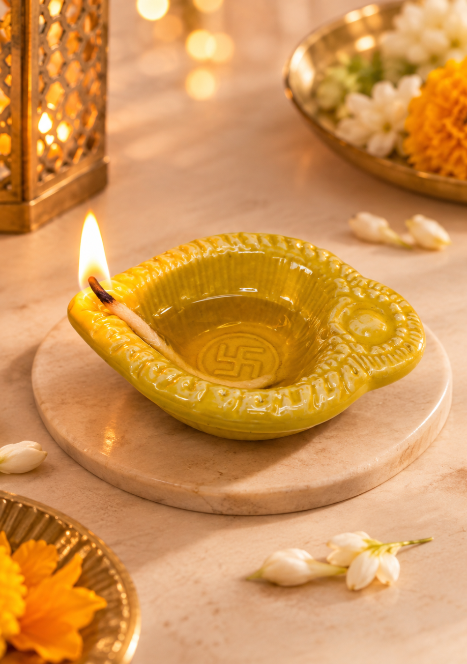 Amber Swastic Diya Set of 6