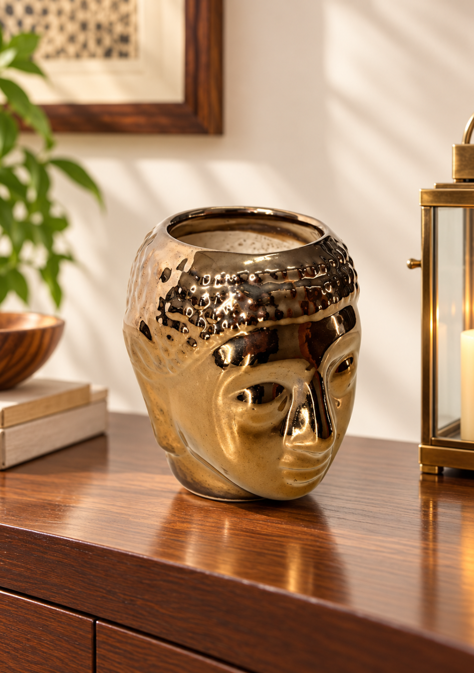 Resting Buddha Face Ceramic Pot
