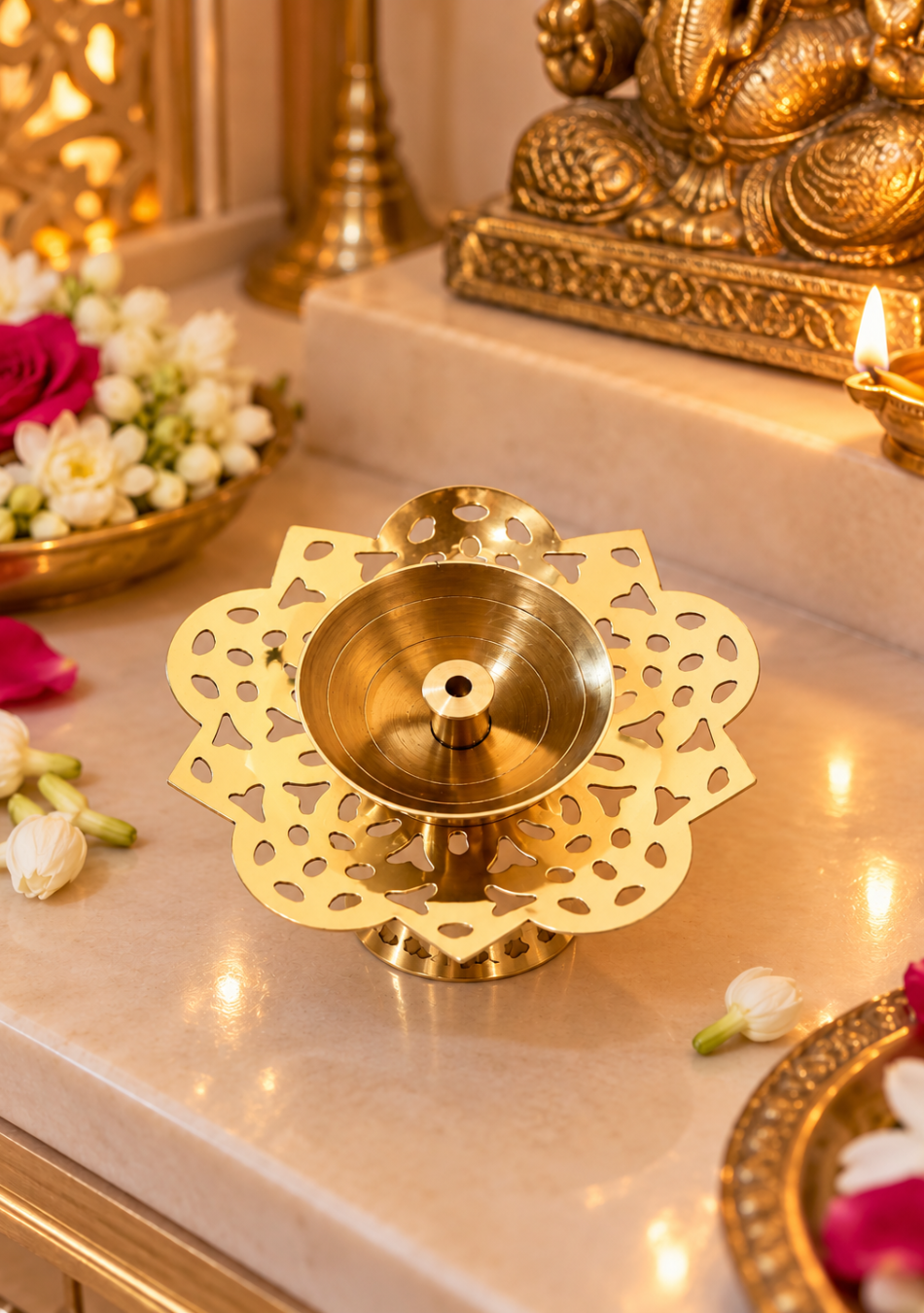 Brass lotus Diya