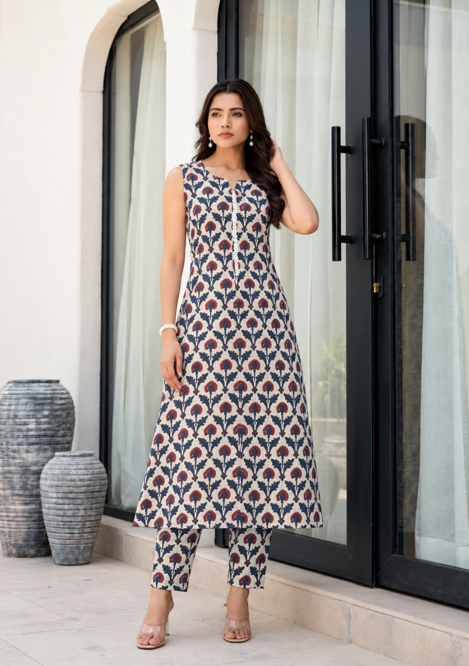 Indigo Red Floral Co-Ord Set