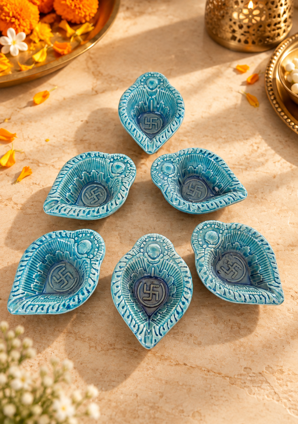 Sky Swastic Diya Set of 6