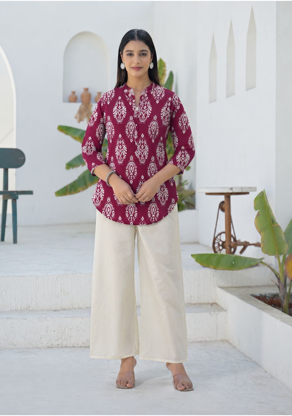 Aravalii Red Heritage Print Top