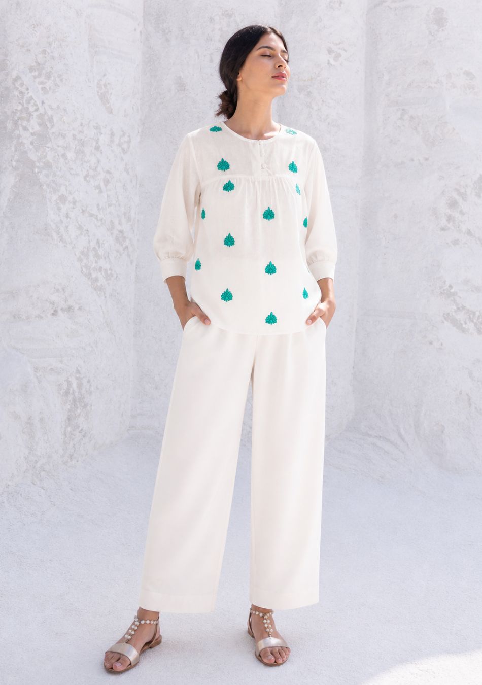 Turquoise floral Pop Top