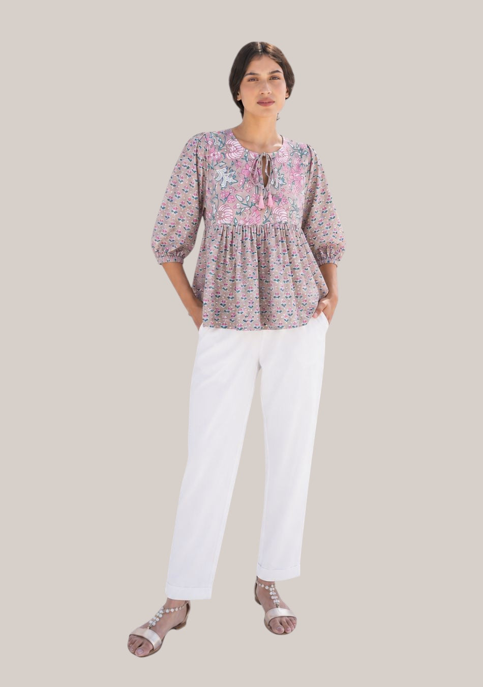 Aravalii Spring Blossom Peplum Top