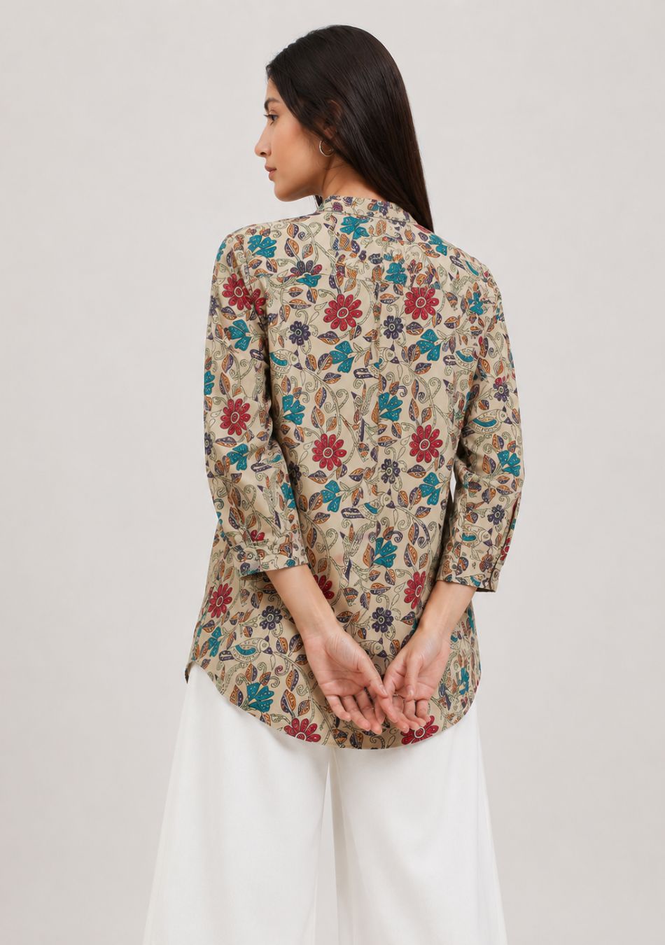 Aravalii Beige Floral Whimsy Top