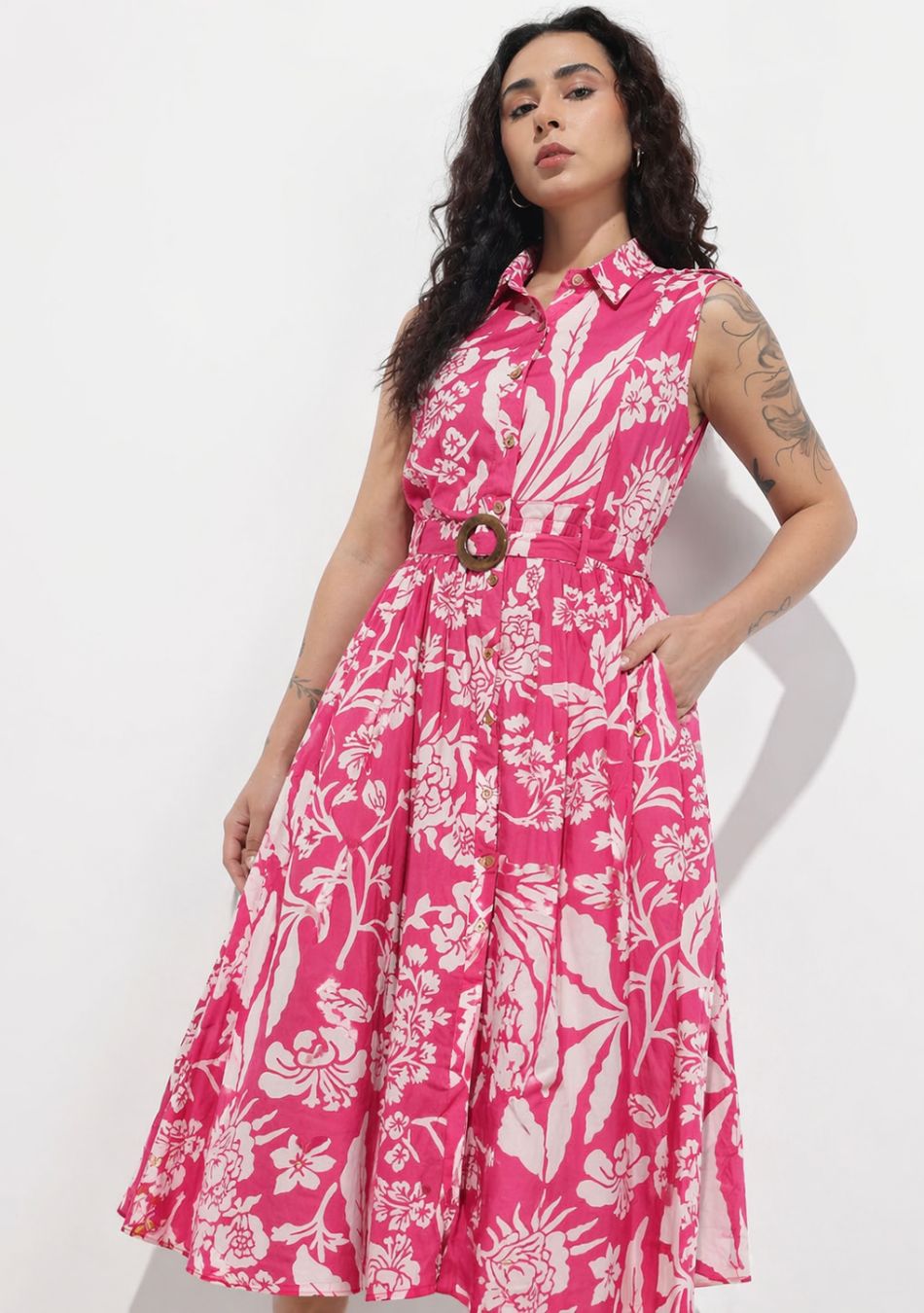 Dark Pink Floral Aura Dress