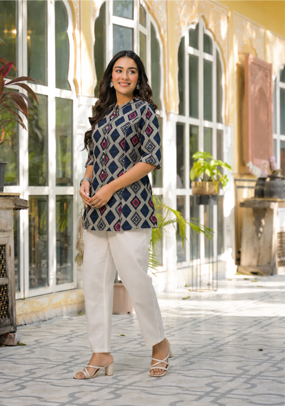 Indigo Mosaic Top