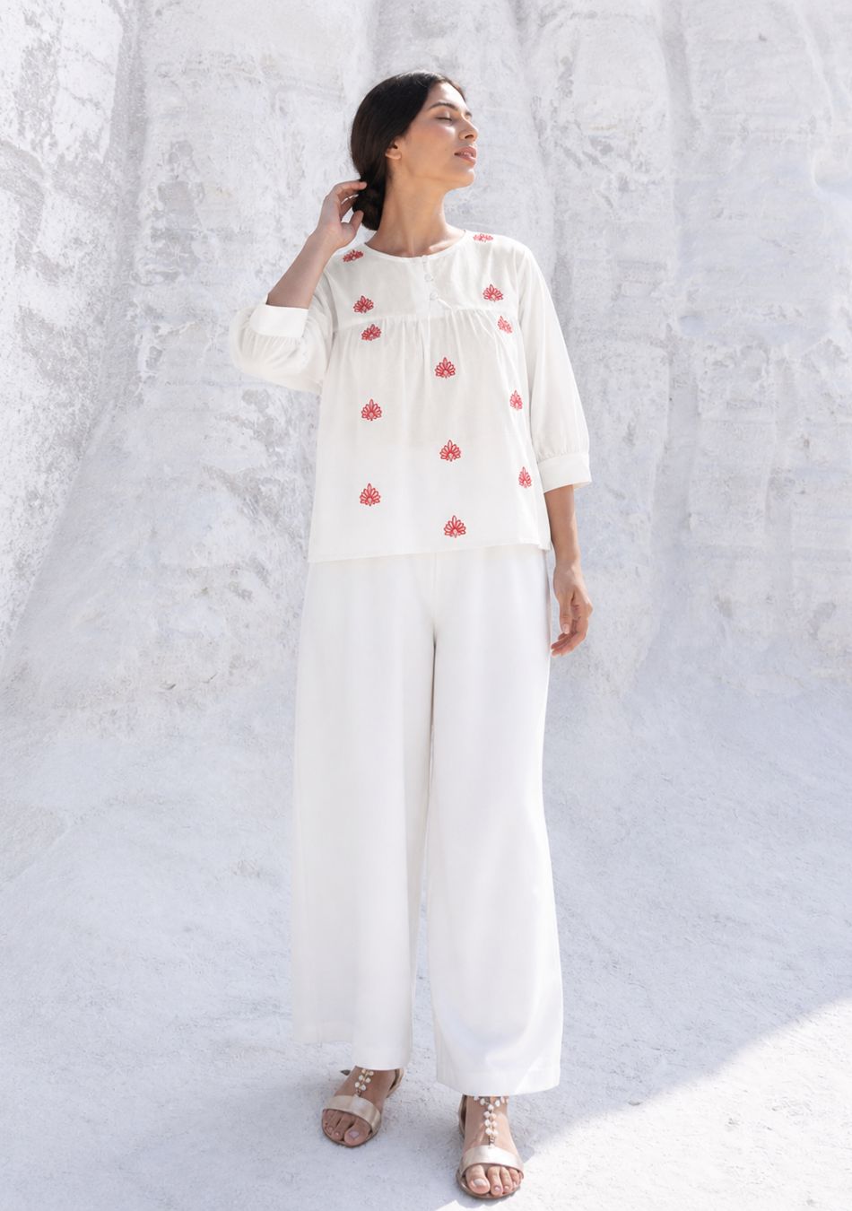 Red Floral Pop Top