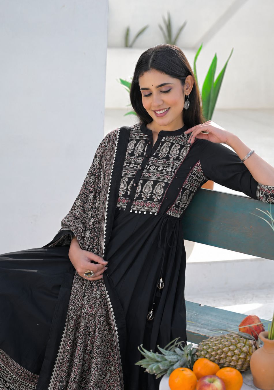 Aravalii Noir Paisley Heritage Anarkali Set