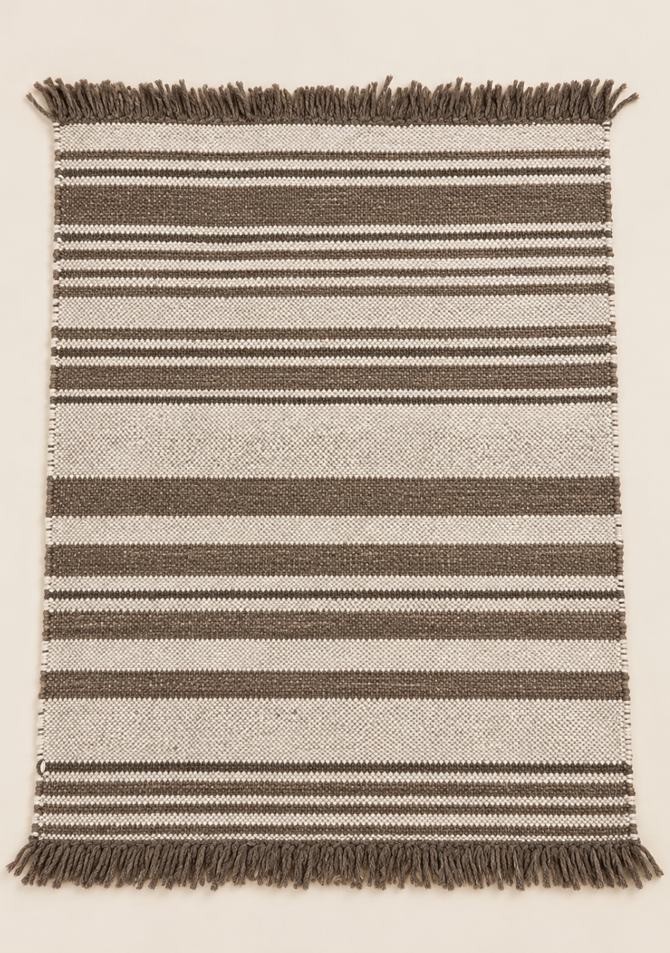 Aravalii Taupe Stripe Hand Woven Rug