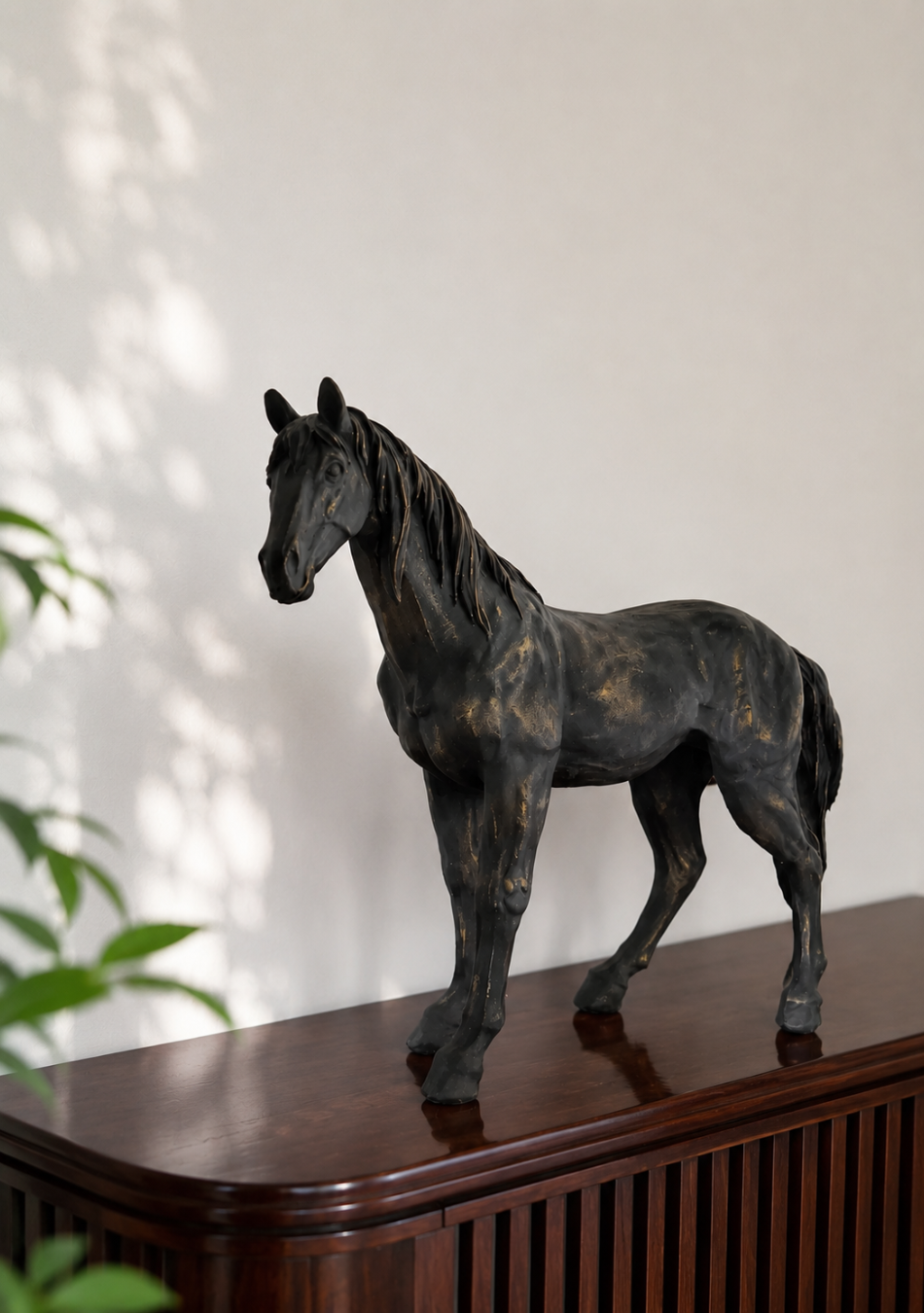 Aravalii Vintage Black Stallion Figurine