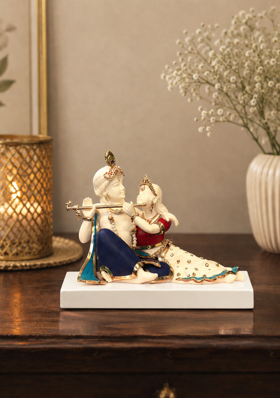 Aravalii Stone Inlay Radha Krishna Figurine