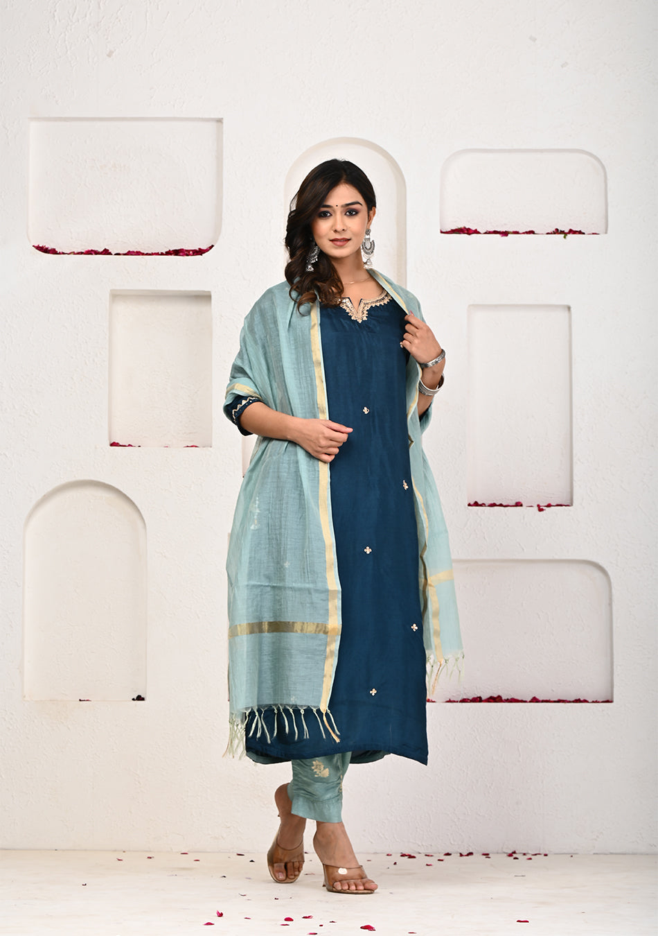 Oceanic Hues Suit Set with Dupatta