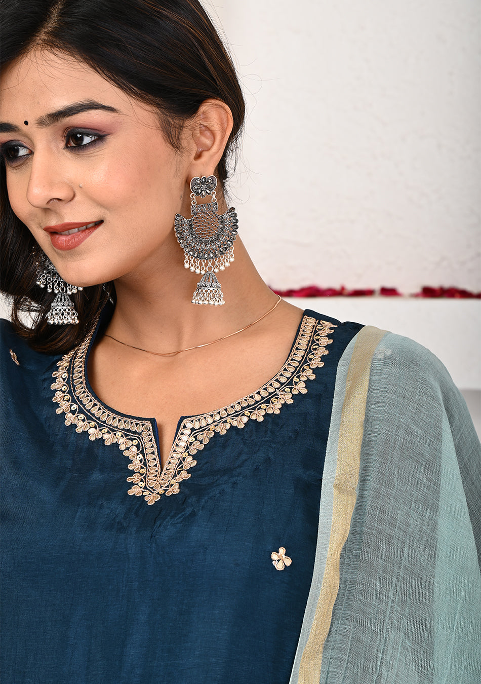 Oceanic Hues Suit Set with Dupatta