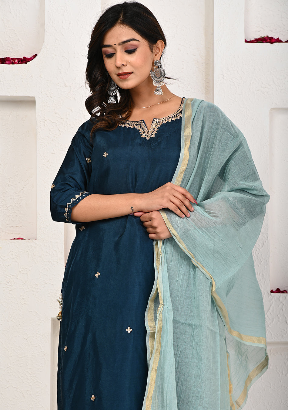 Oceanic Hues Suit Set with Dupatta