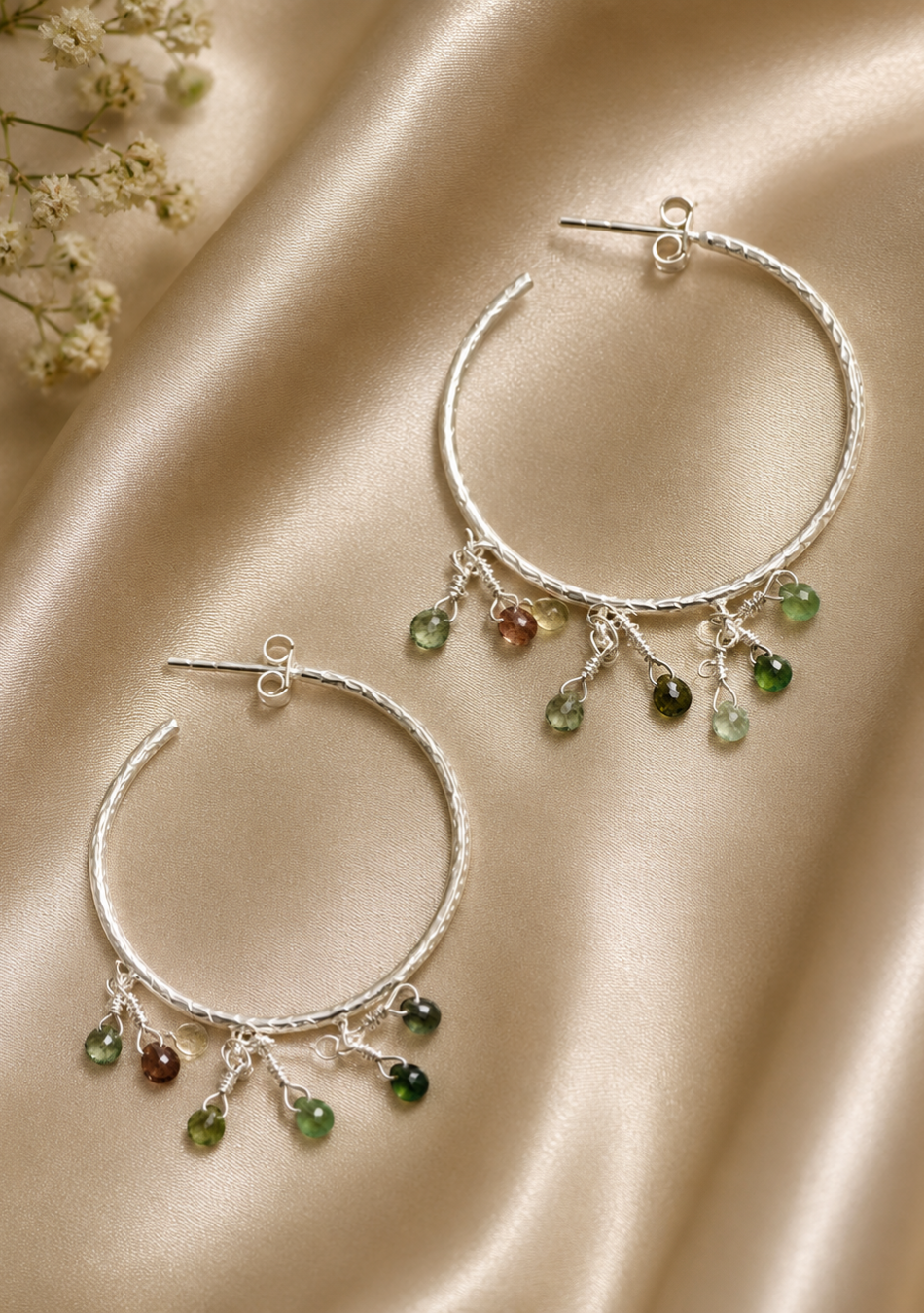 Tourmaline Loop Jhalar Earrings
