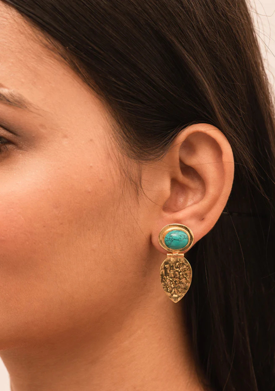 Turquoise Eye Gold Plated Earrings