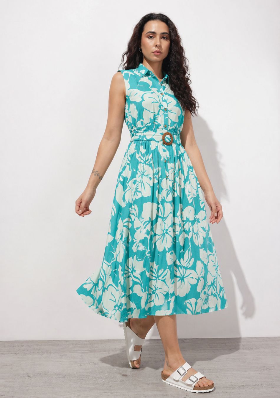 Aravalii Aqua Jardin Midi Dress