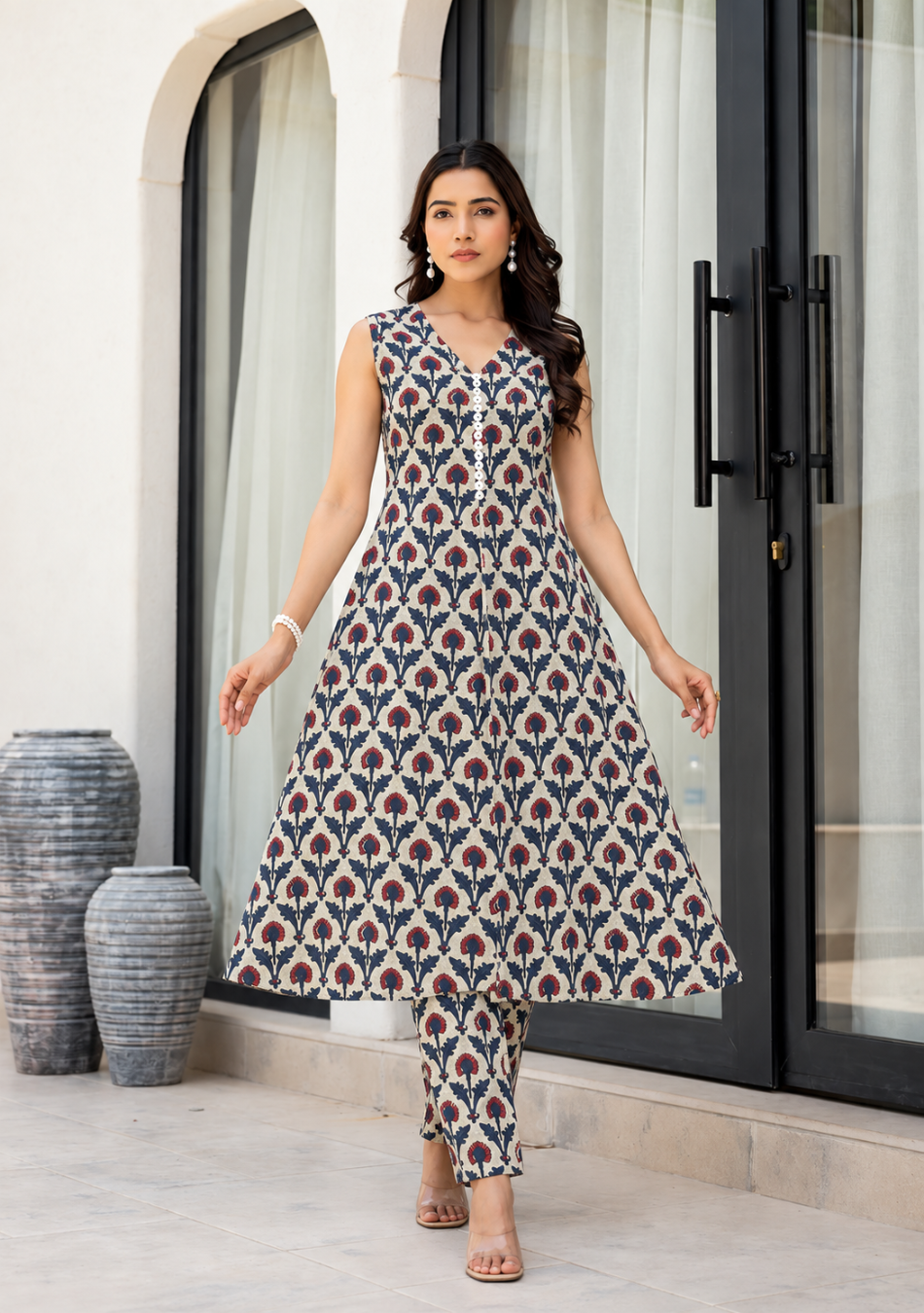 Indigo Red Floral Co-Ord Set