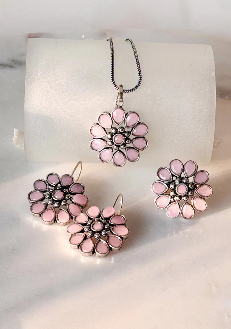 Pink Blossom Pendant Set