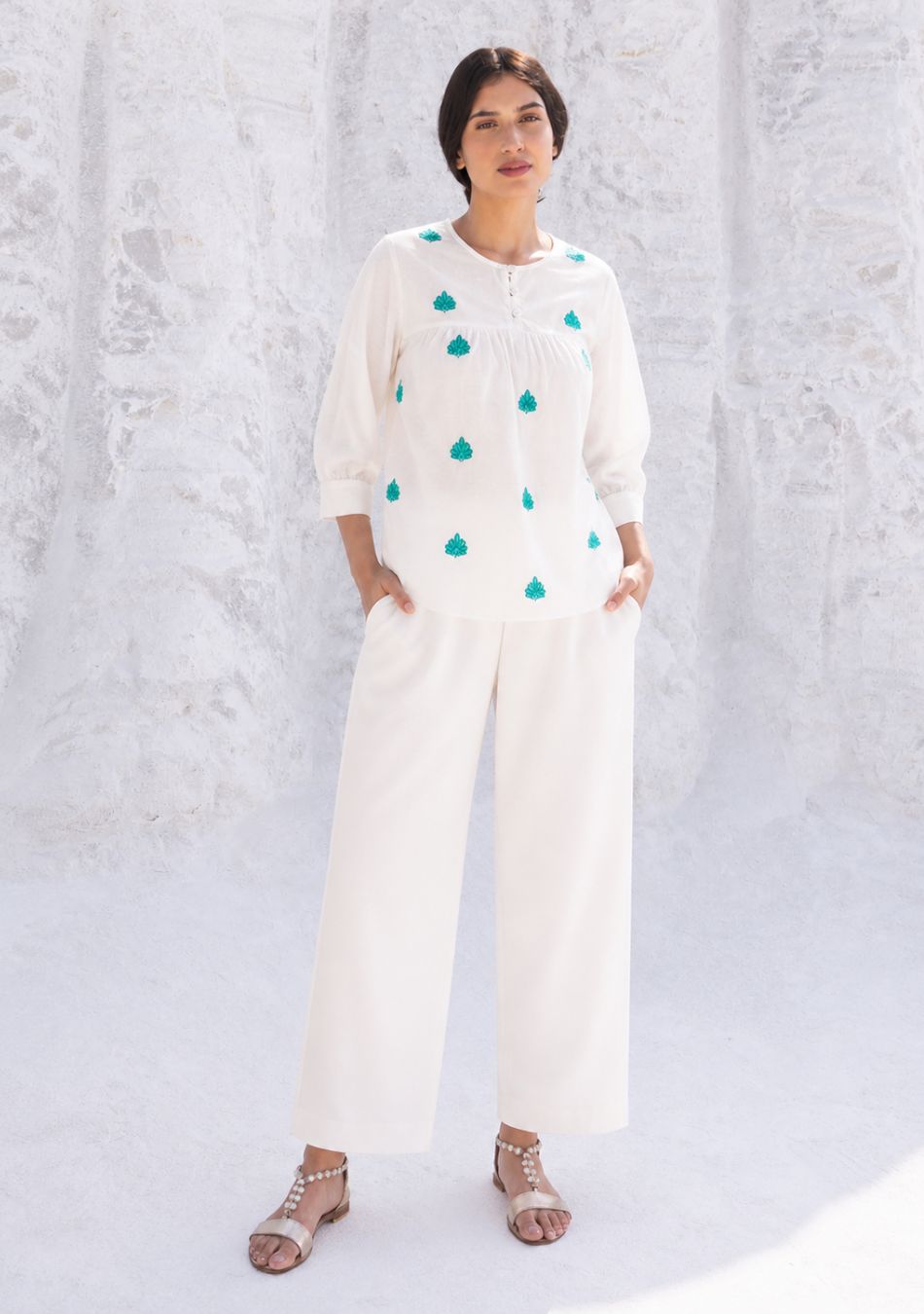Turquoise floral Pop Top